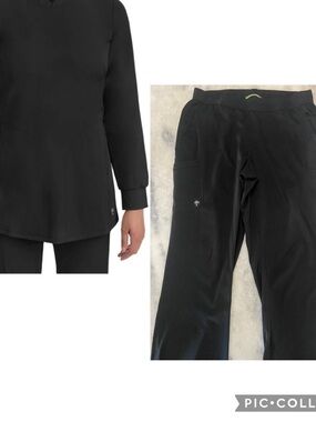 HEALING HANDS  HH WORKS SCRUB SET long sleeve scrub top XL and L scrub bottom